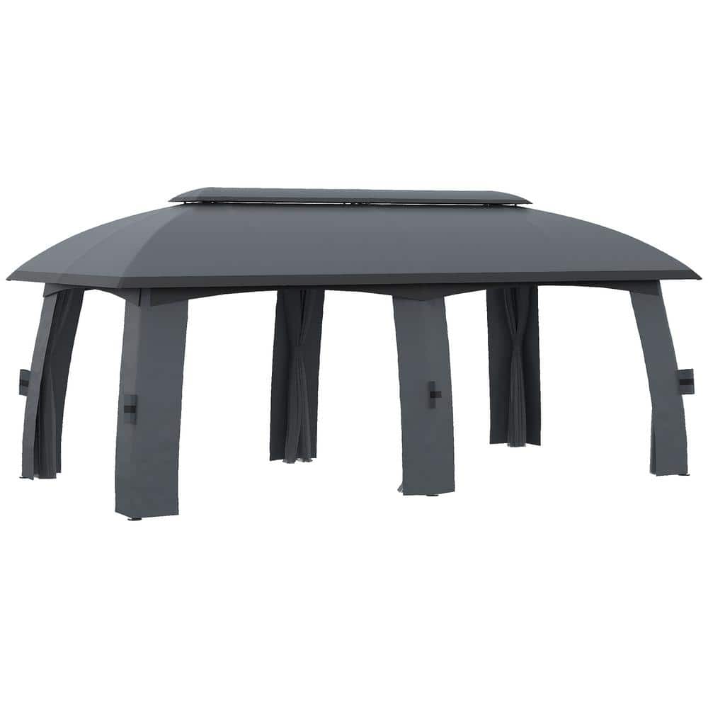 Outsunny Outdoor 10 ft. x 20 ft. Dark Gray Gazebo Canopy Shelter 84C
