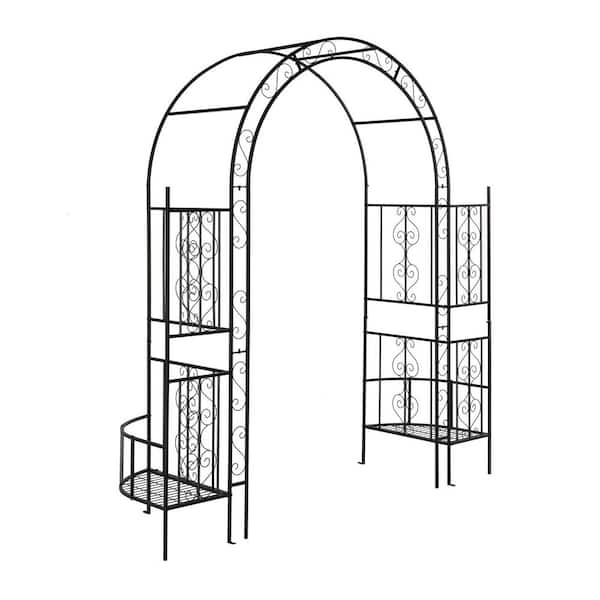 83 in. x 78 in. Garden Metal Arbor with Screen