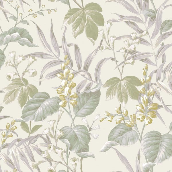 Unbranded Italian Style Green Floral Tree Leaf Design Sheen Finish Vinyl on Non-woven Non-pasted Wallpaper Sample