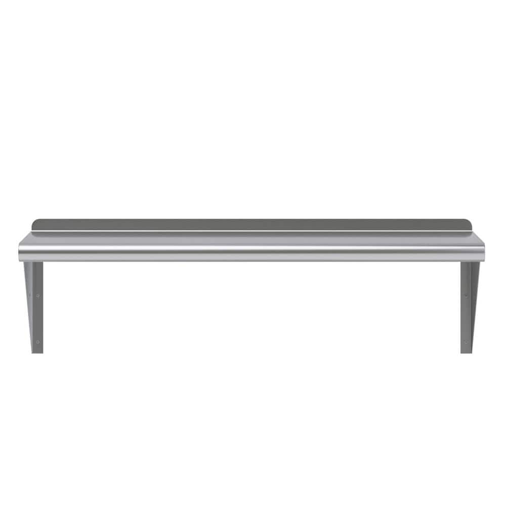 36'' Stainless Steel Wall Shelf with Brackets and Backsplash