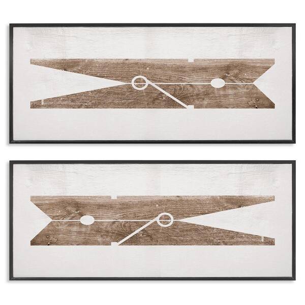 Minimal Laundry Clothespins by Daphne Polselli 2-Piece Black Framed Giclee Art Print Typography 13 in. x 30 in.
