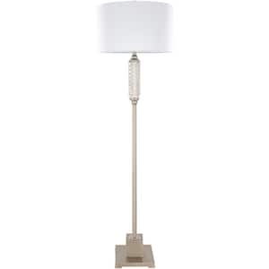 Faust 65.75 in. Gray Indoor Floor Lamp with White, White Drum Shaped Shade