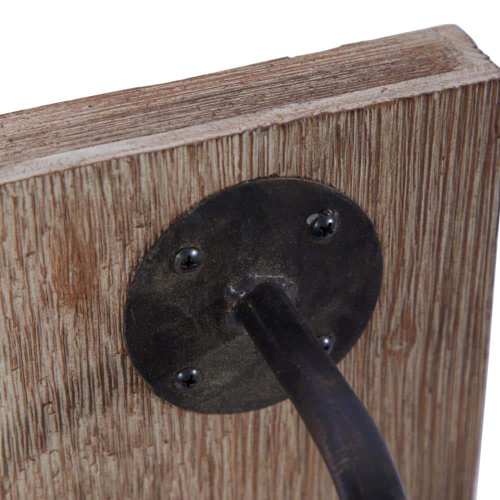 Industrial Brown Iron and Wood Battery Operated Wall Sconce