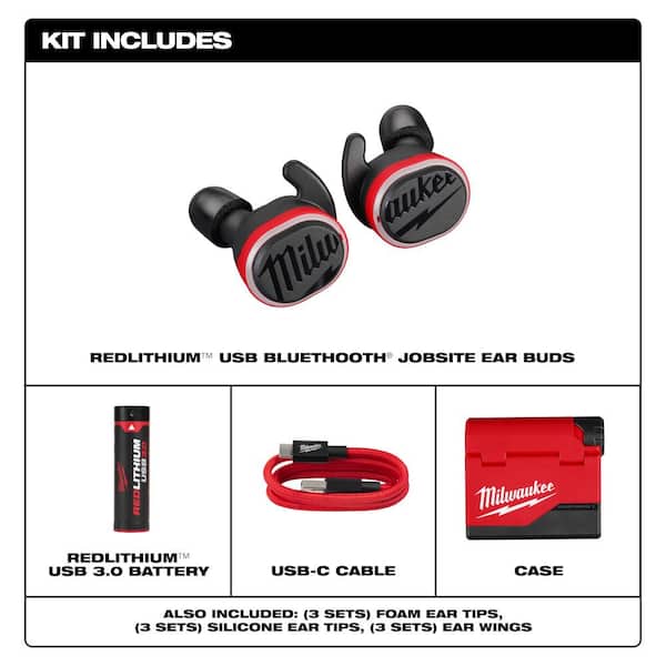 REDLITHIUM USB Red Wireless Bluetooth Noise Cancelling Earbud & In-Ear (2-Pack)