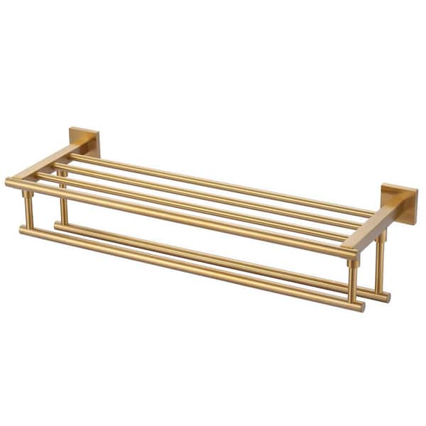 24 in. Wall Mounted Double Towel Bar in Brushed Gold