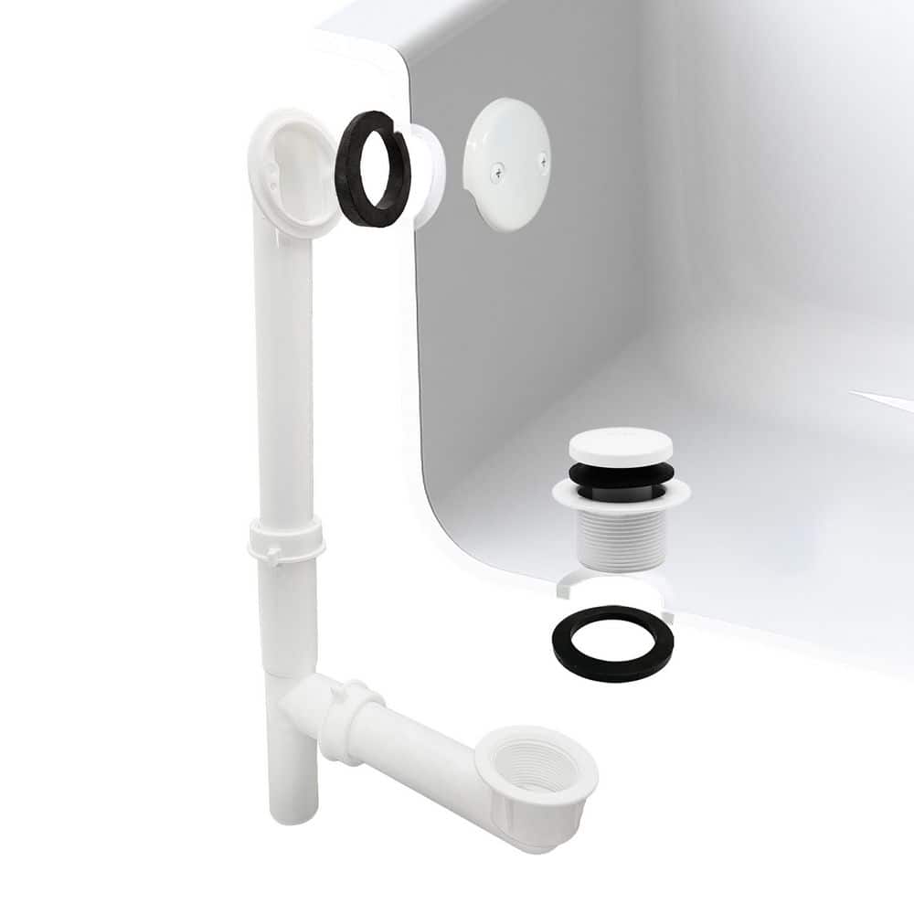 White 1-1/2 in. Tubular Tip Toe Bath Waste Drain Kit in Powder Coat White price history on PriceWatchPro