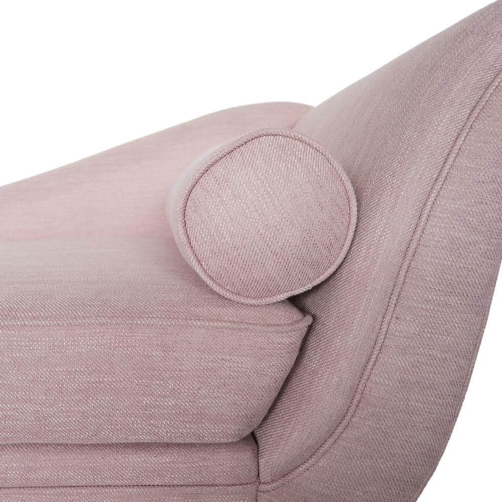 Light Blush Velvet Chaise Lounge with Wood Legs