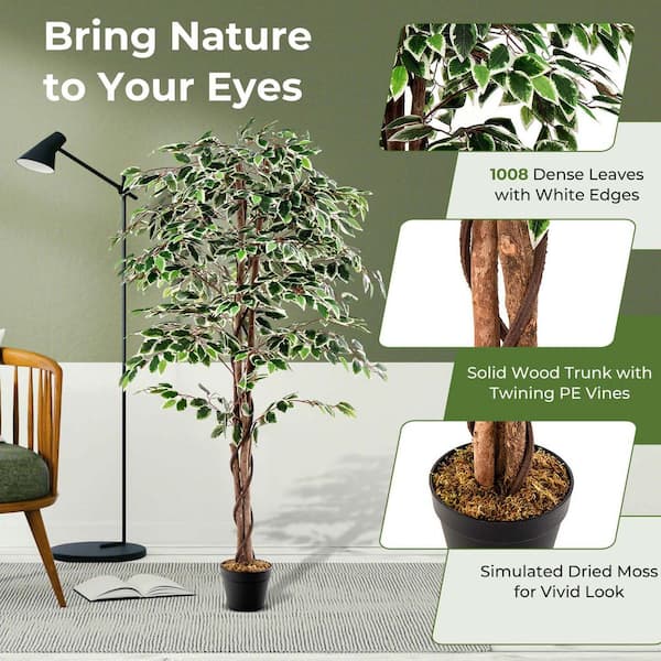 4Ft Artificial Ficus Tree Fake Greenery Plant Home Office popular Decoration