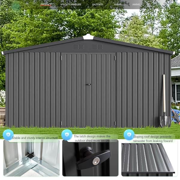Zeus & Ruta 12 ft. W x 12 ft. D Metal Storage Shed with 2 Doors
