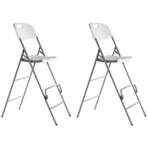 White Tall Triple Braced Garden Patio Folding Chair for Indoor and Outdoor Use