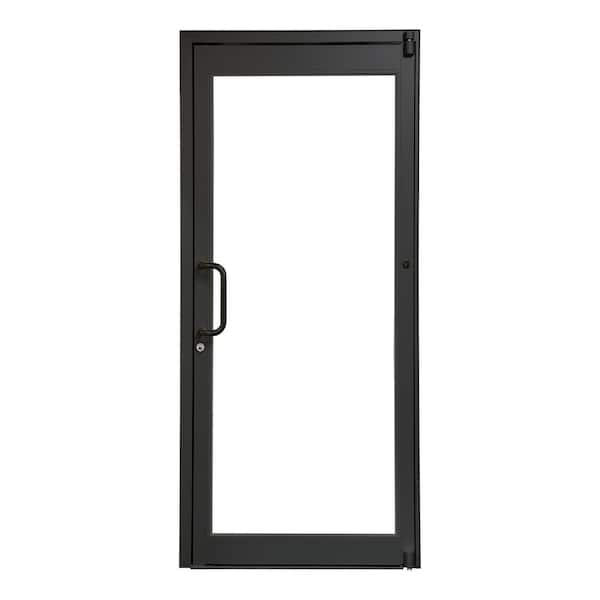 Teza SF55 Series Store Door 36 in. x 84 in. Right-Hand/Outswing Black Aluminum Prehung Commercial Door w No Fire Rating