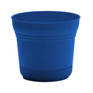 10 in. Classic Blue Saturn Plastic Planter with Saucer