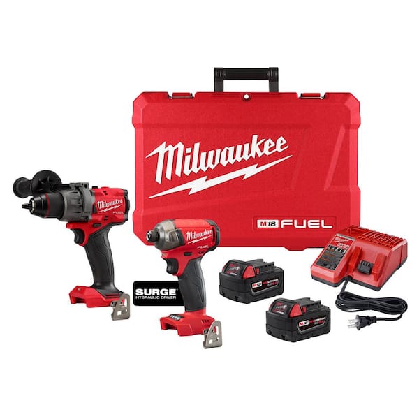 Milwaukee M18 FUEL 18V Lithium-Ion Brushless Cordless Surge Impact and Hammer Drill Combo Kit (2-Tool) w/(2) 5.0Ah Batteries