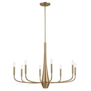 Deela 36 in. 8-Light Champagne Bronze Modern Candle Circle Chandelier for Dining Room