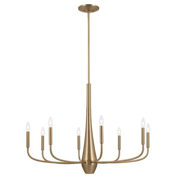 Deela 36 in. 8-Light Champagne Bronze Modern Candle Circle Chandelier for Dining Room