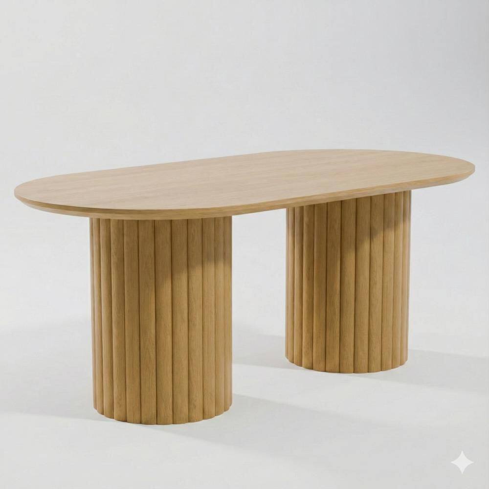 Oval Natural Wooden Solid Wood 86 in. Double Pedestal Base Wood Dining Table (Seats 10) price history on PriceWatchPro