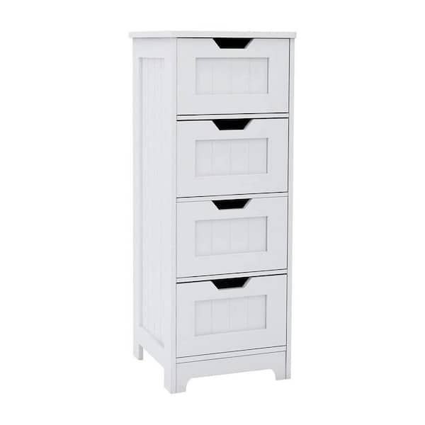 Tileon 11.81 in. W x 11.81 in. D x 32.28 in. H in White MDF Freestanding Linen Cabinet with 4 Drawers