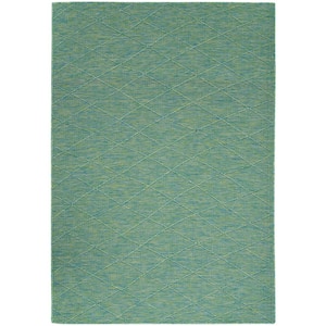 Washable Solutions Blue/Green 4 ft. x 6 ft. Diamond Contemporary Area Rug