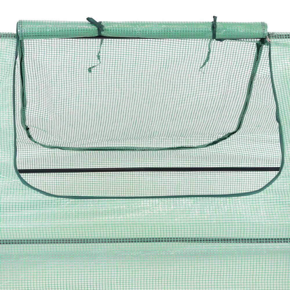 Green 2' x 2' Iron and Polyethylene Mini Greenhouse with Zippered Doors