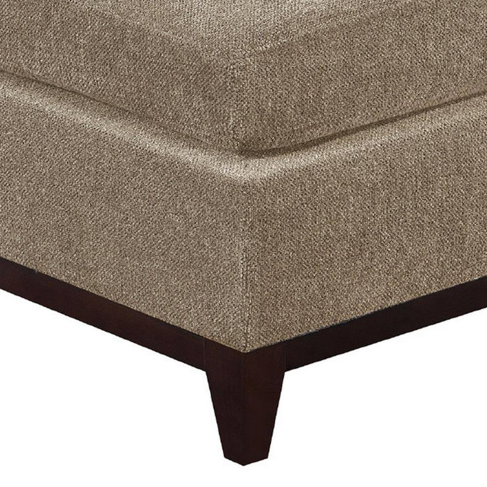 Chic Gray Chenille Tufted Cocktail Ottoman with Sleek Wooden Base
