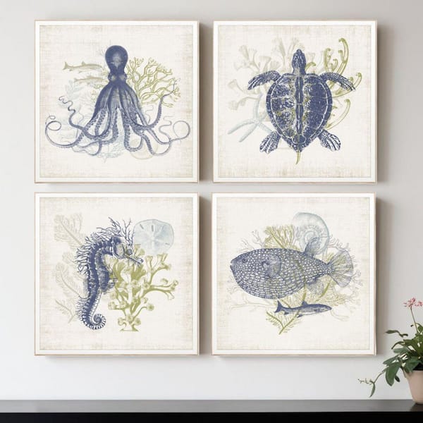 4 Piece Framed Graphic Print Animals 18.00 in. x 18.00 in.