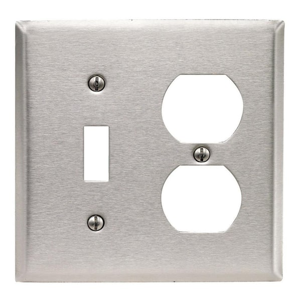 1 QTY Stainless Steel  Switch Plate Cover Outlet Rocker Toggle Duplex W/ Screws 