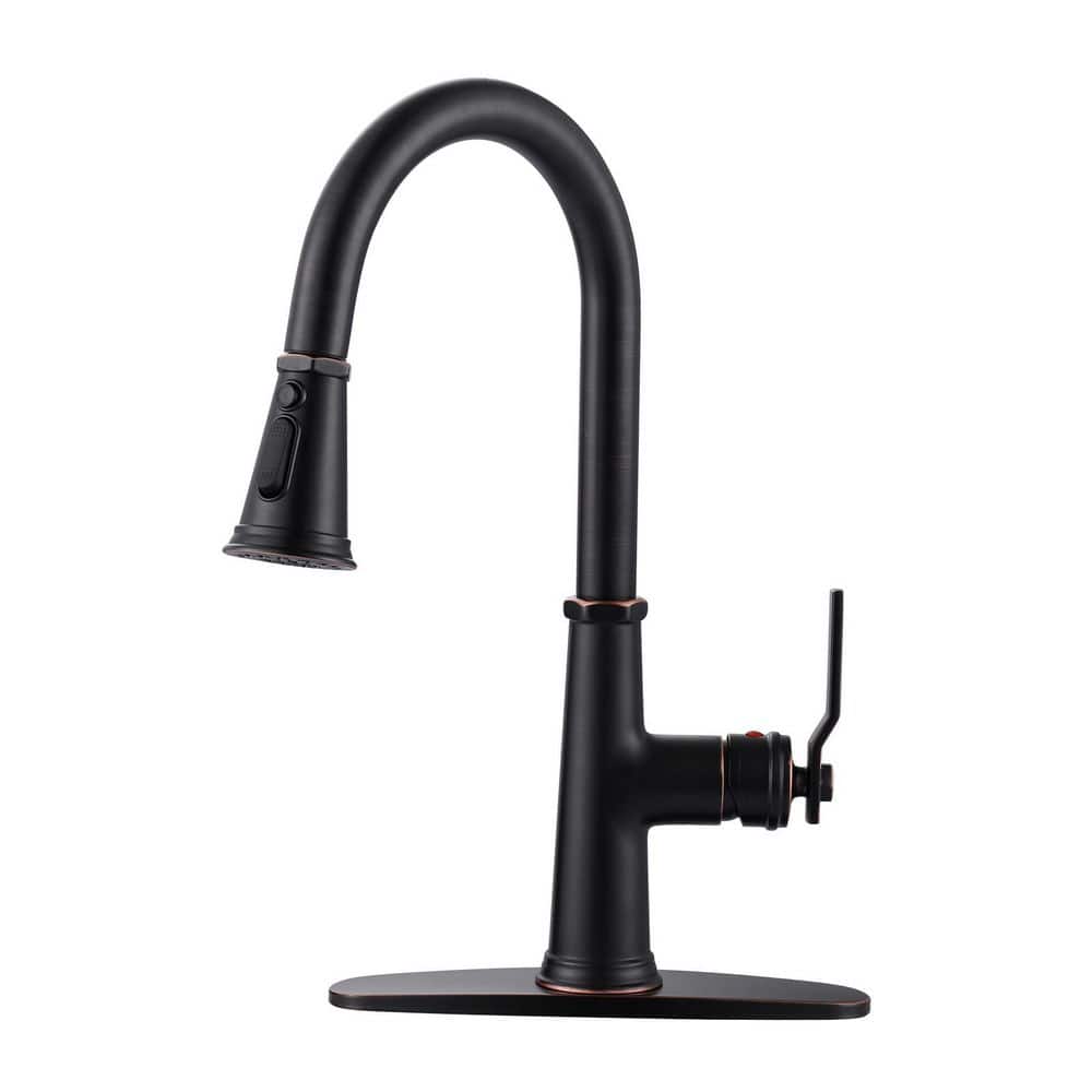 Stainless Steel 16.7 in. H Pull Down Sprayer Kitchen Faucet with 360° Spout Swivel and 3-Mode Spray in Bronze price history on PriceWatchPro