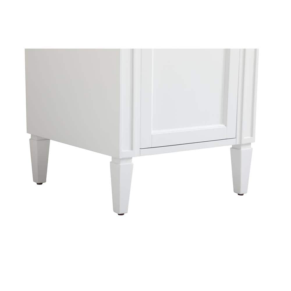 White Carrara Marble Single Sink Vanity with Storage Cabinet