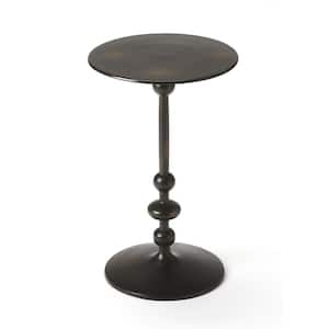 Zora 12 in. Metalworks Black Round Metal Pedestal Accent Table 19.25 in. H x 12 in. W x 12 in. D