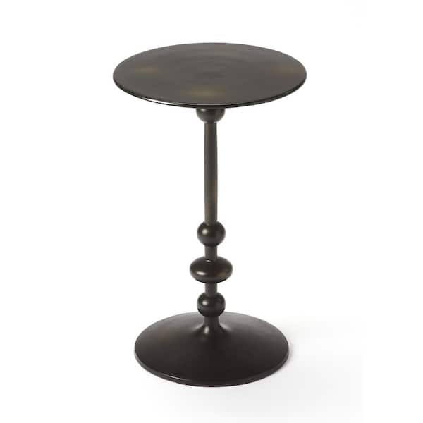 Butler Specialty Company Zora 12 in. Metalworks Black Round Metal Pedestal Accent Table 19.25 in. H x 12 in. W x 12 in. D