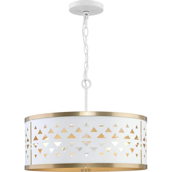Progress Lighting Avec 3-Light Champagne Bronze Modern/Contemporary Drum Medium Hanging Pendant Light