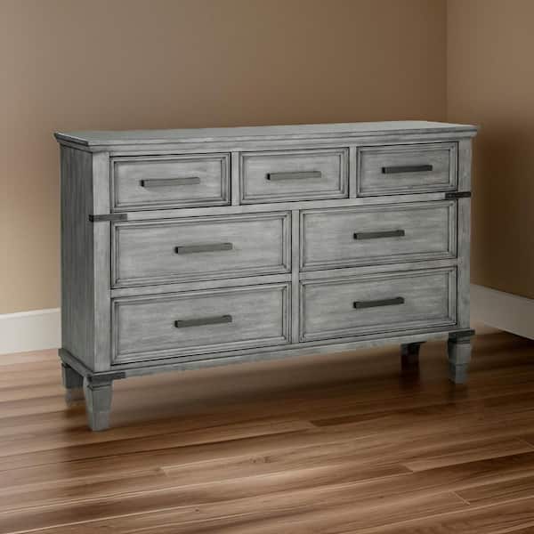 Benjara Gray 7-Drawer 66 in. Wide Dresser Without Mirror