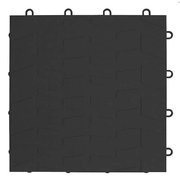 MotorMat Tread Black 12 in. x 12 in. Garage Tile - 40 Count Case