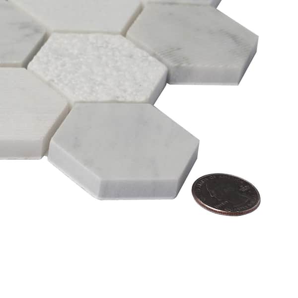 Apollo Tile (Sample) Sparta Gray 4-in x 4-in Polished Marble Basketweave Mosaic Floor and Wall Tile
