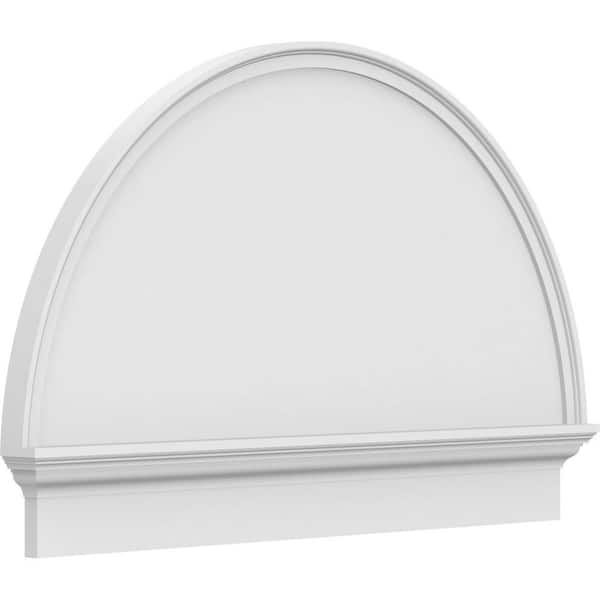 Ekena Millwork 2-3/4 in. x 44 in. x 28-3/4 in. Half Round Smooth Architectural Grade PVC Combination Pediment Moulding