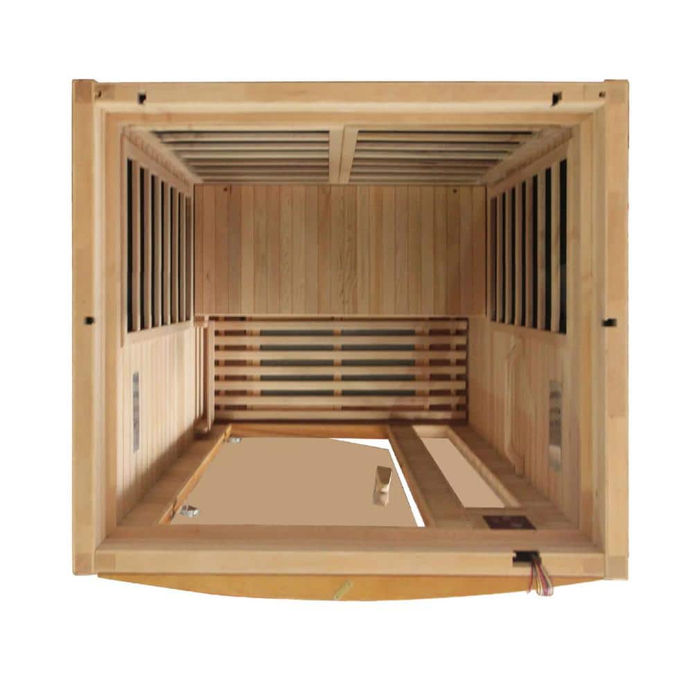 Barcelona 2-Person Hemlock Wood Infrared Sauna with Glass Door