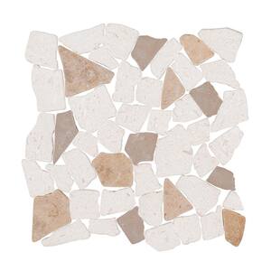 Lakeshore Pebble Cream 11.125 in. x 11.125 in. Honed Marble Wall and Floor Mosaic Tile (12.89 sq. ft./Case)