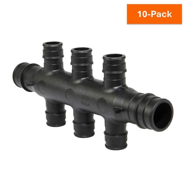 ProPEX 3/4 in. PEX Expansion Barb Engineered Polymer Open Opposing Multi-Port Tee, 1/2 in. Branches, 6-Outlets (10-Pack)