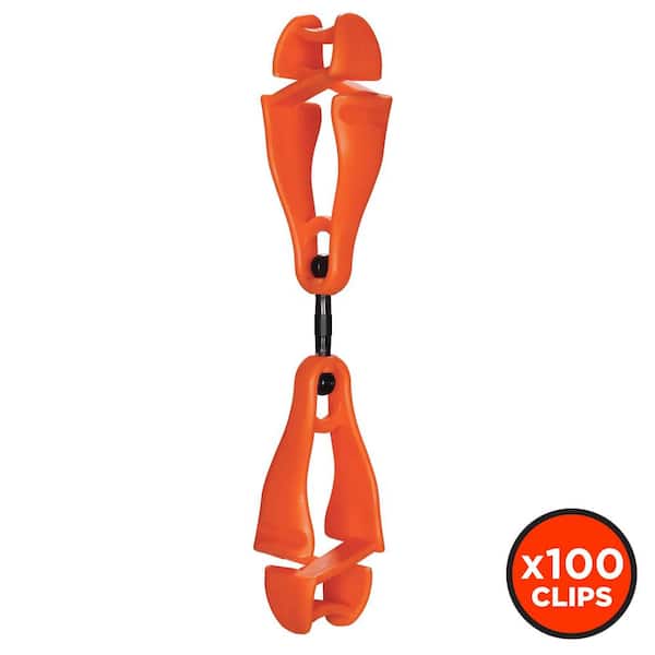 Squids 3420 Orange Swivel Glove Clip Holder - Dual Clips - (100-Pack)