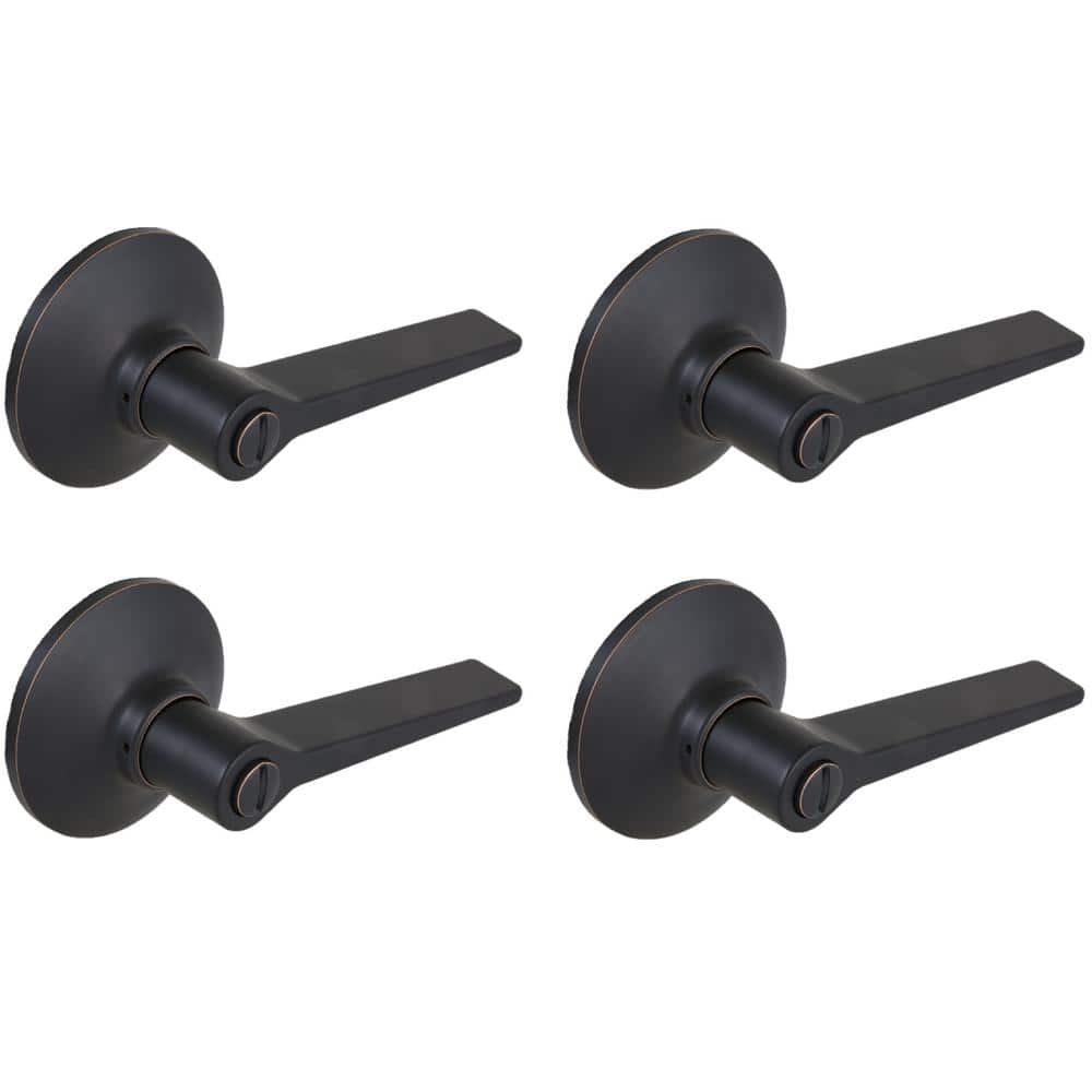 Freedom Aged Bronze Bed/Bath Door Lever (4-Pack)