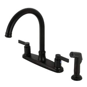 NuvoFusion 2-Handle Deck Mount Centerset Kitchen Faucets with Side Sprayer in Matte Black