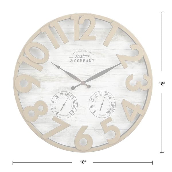 FirsTime & Co. Dark Silver Shiplap Outdoor Wall Clock, Farmhouse