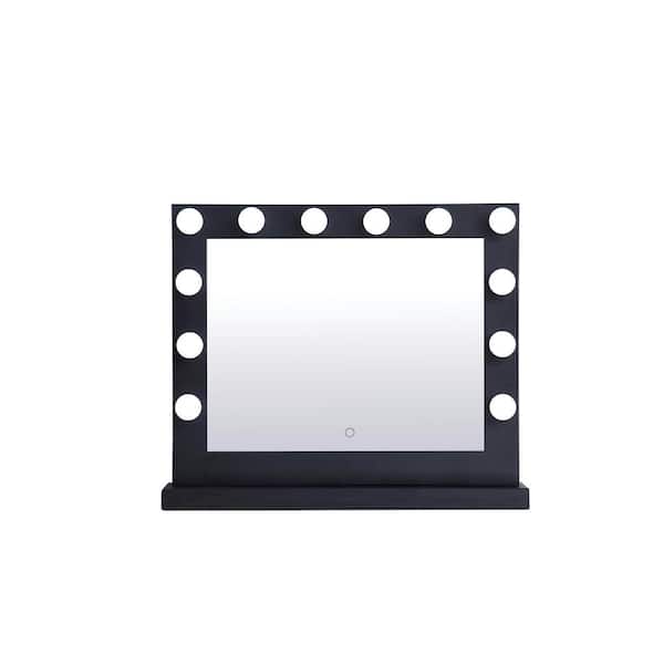 Unbranded Timeless 25.19 in. W x 19.29 in. H Framed Rectangular LED Light Bathroom Vanity Mirror in Black