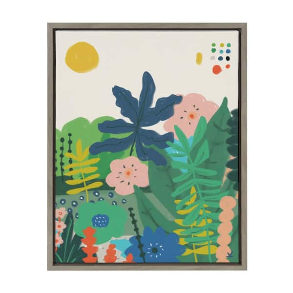 Kate and Laurel Sylvie Zen Garden 1 by Kelly Knaga Framed Canvas Plant Art Print 24 in. x 18 in.