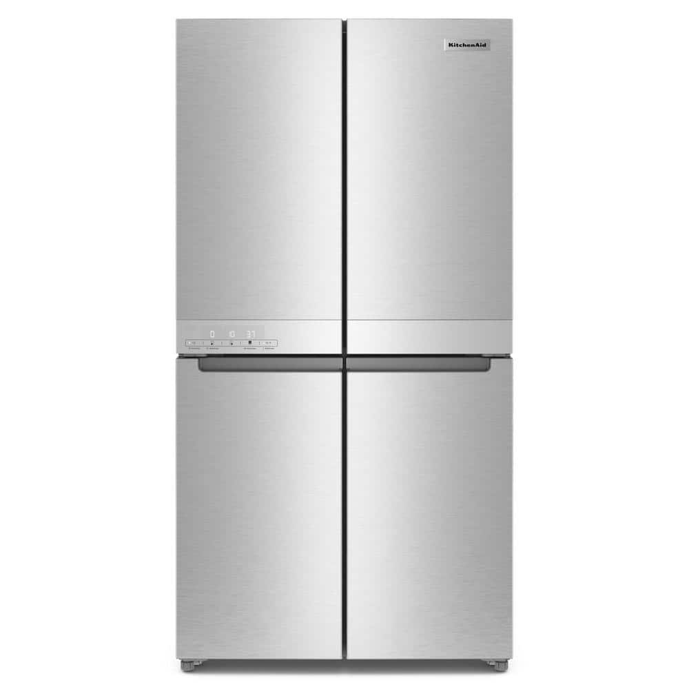 KitchenAid 19.4 cu. ft. 36 in. W Counter-Depth 4-Door Refrigerator with PrintShield Finish, PrintShieldâ„¢ Finish