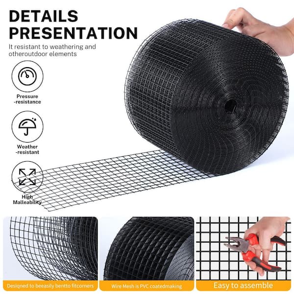 6 in. x 100 ft. Reinforced PVC Coated Poultry Fencing for Bird, Squirrel Proof with 70-pieces Stainless Steel Fastener