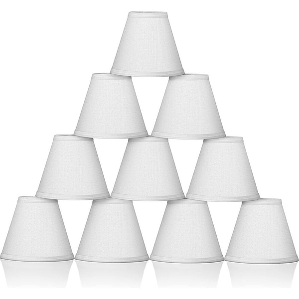 5 in. White Fabric Drum Lamp Shade, Clip-on Chandelier Shade with 3 in. Fitter 10-Packs