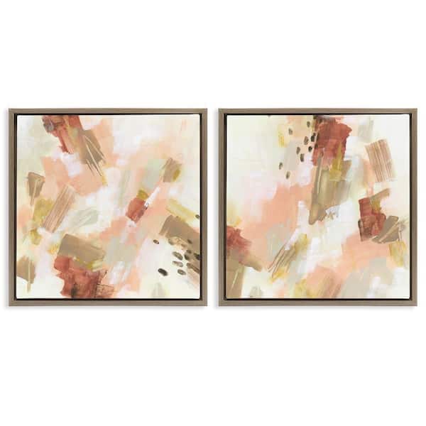 Stupell Industries Energetic Beige Palette by June Erica Vess 2 Pieces Brown Floater Frame Abstract Graphic Art Print 25 in. x 25 in.