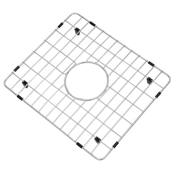 14-15/16 in. x 13 in. Stainless Steel Kitchen Sink Bottom Grid Protector with Rear Drain Cutout
