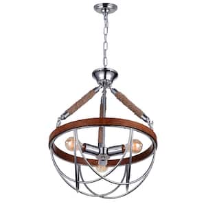 Parana 3 Light Down Chandelier With Chrome Finish